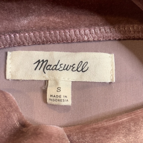 EUC Madewell Velvet Mauve Pink Mock Neck Short Sleeve Midi Dress, Small - Picture 9 of 10